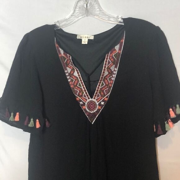 Miami Black Embroidered Tassel Dress. Size… - Picture 2 of 8